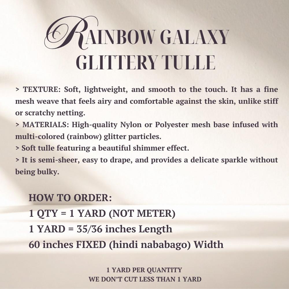 RAINBOW GALAXY GLITTERY TULLE 1 YARD = 36' LENGTH, 58/60 FIXED WIDTH