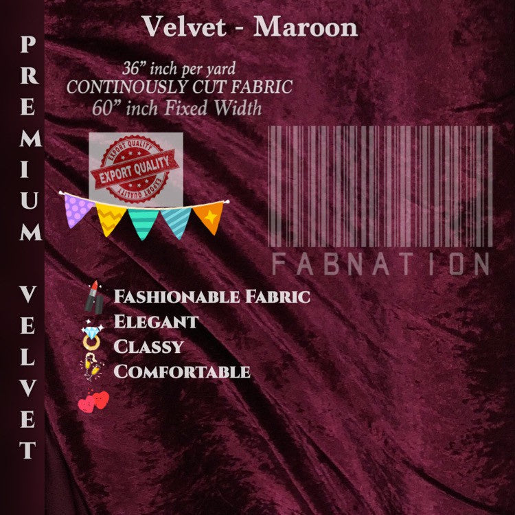 PREMIUM VELVET PER YARD  (CRUSHED STRETCHY VELVET AND VELOUR/SMOOTH ONE-WAY STRETCH VELVET)