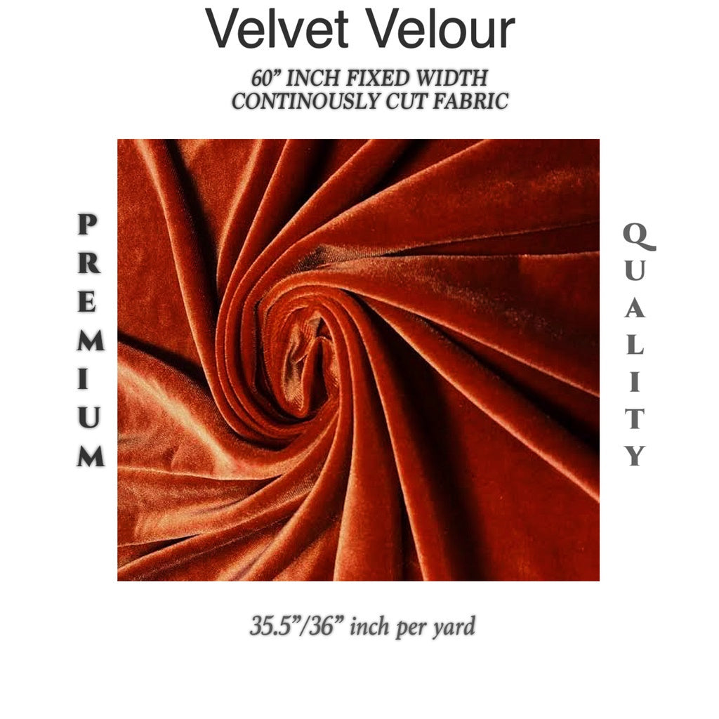PREMIUM VELVET PER YARD  (CRUSHED STRETCHY VELVET AND VELOUR/SMOOTH ONE-WAY STRETCH VELVET)