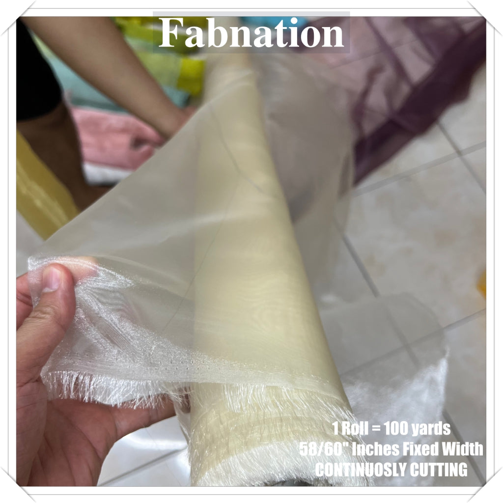 FROSTED ORGANZA PER ROLL = 100 YARDS FABRIC  58"/60" INCHES FIXED WIDTH / FABNATION