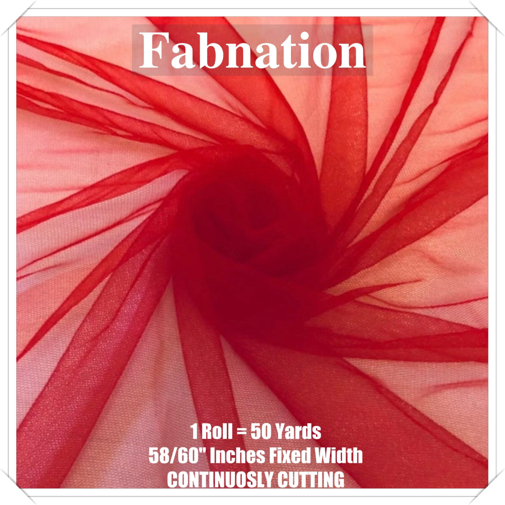 PREMIUM SOFT TULLE SILK PER ROLL = 50 YARDS /  FIXED 59/60" WIDTH / FABNATION TEXTILE
