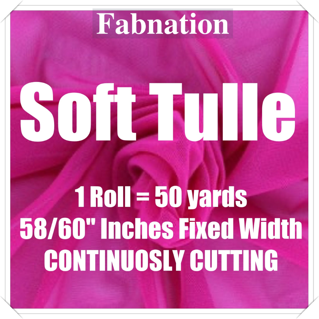 PREMIUM SOFT TULLE SILK PER ROLL = 50 YARDS /  FIXED 59/60" WIDTH / FABNATION TEXTILE