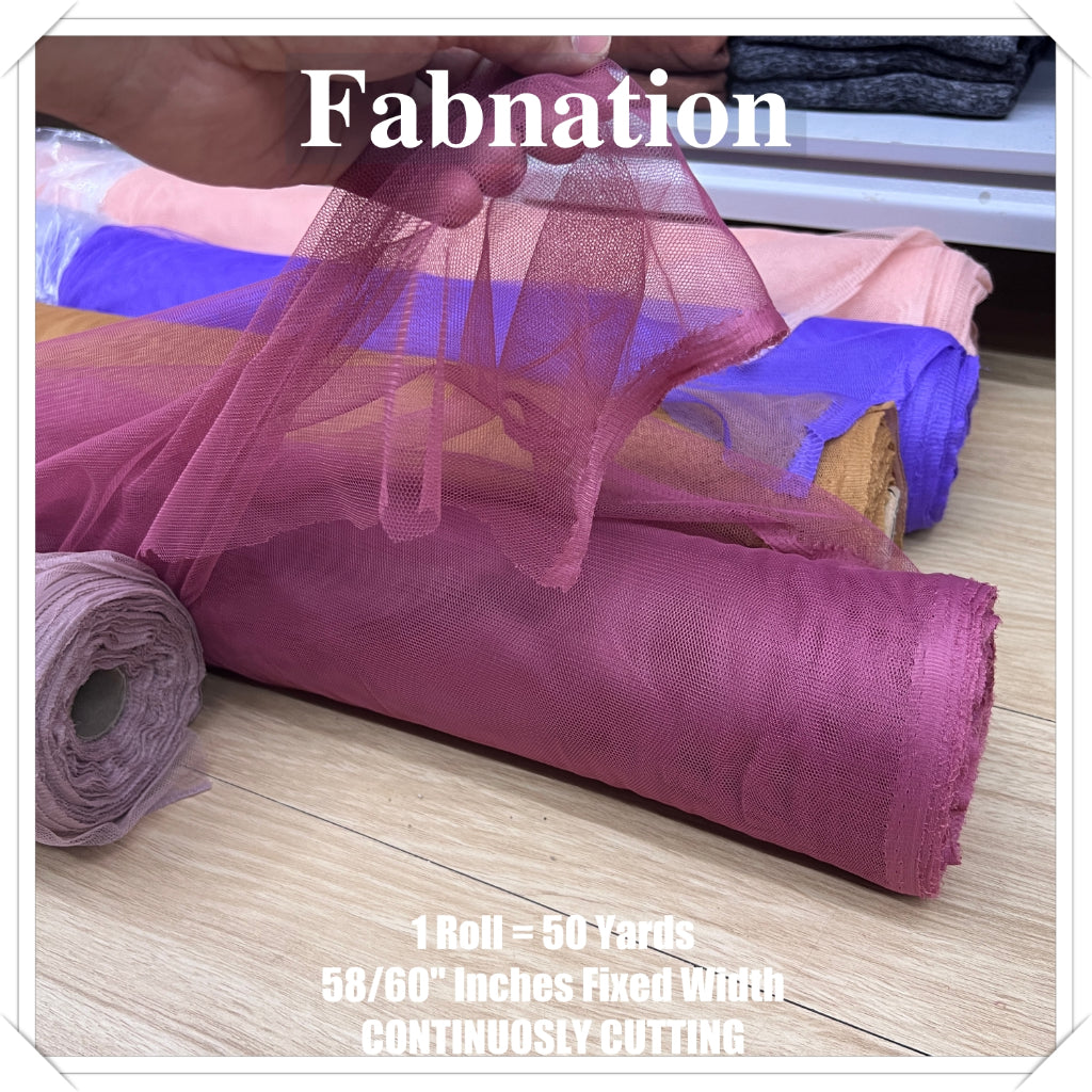 PREMIUM SOFT TULLE SILK PER ROLL = 50 YARDS /  FIXED 59/60" WIDTH / FABNATION TEXTILE