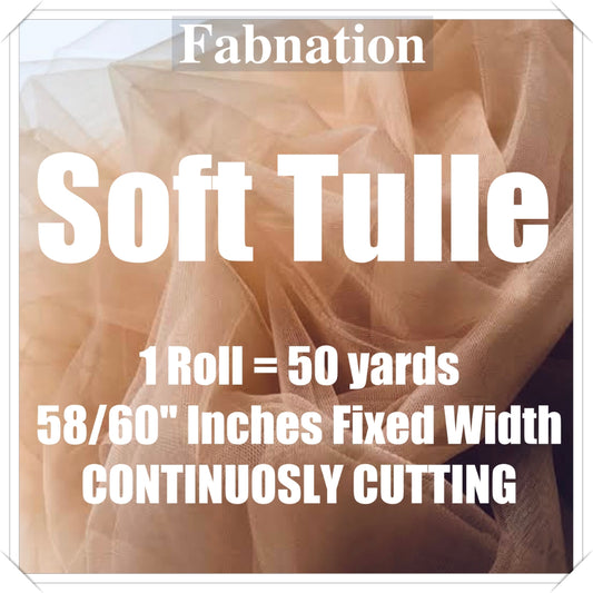 PREMIUM SOFT TULLE SILK PER ROLL = 50 YARDS /  FIXED 59/60" WIDTH / FABNATION TEXTILE