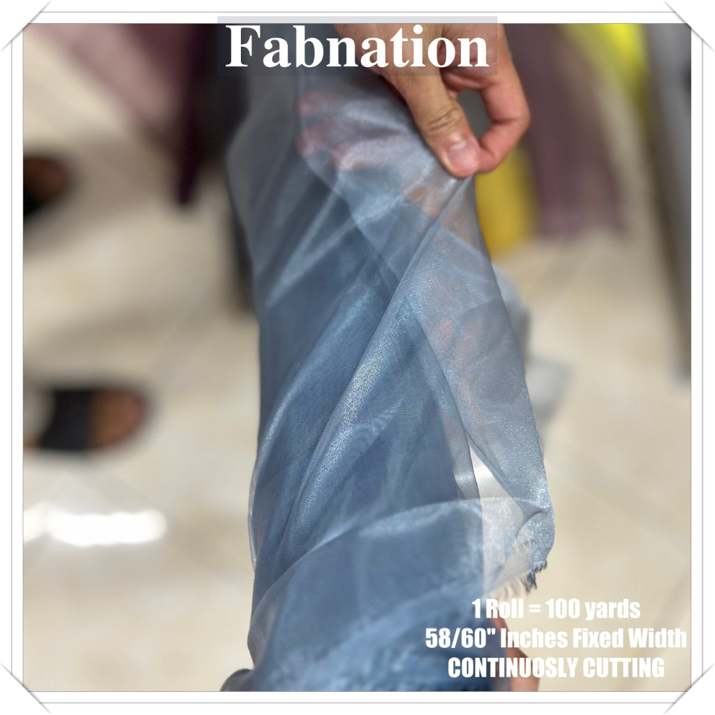FROSTED ORGANZA PER ROLL = 100 YARDS FABRIC  58"/60" INCHES FIXED WIDTH / FABNATION