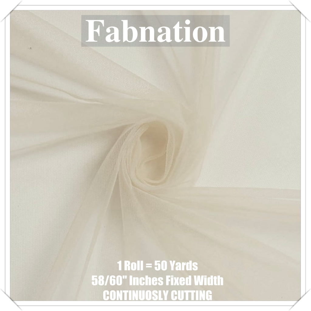 PREMIUM SOFT TULLE SILK PER ROLL = 50 YARDS /  FIXED 59/60" WIDTH / FABNATION TEXTILE