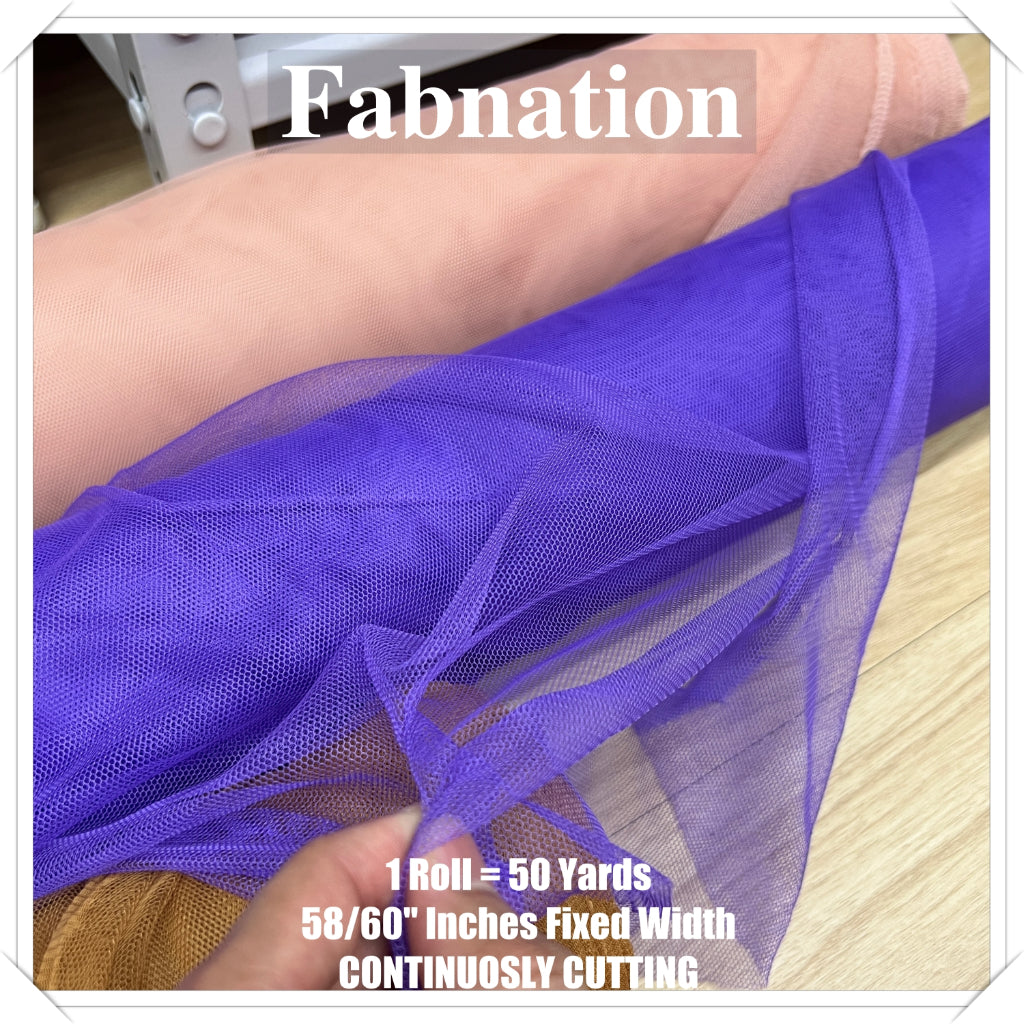 PREMIUM SOFT TULLE SILK PER ROLL = 50 YARDS /  FIXED 59/60" WIDTH / FABNATION TEXTILE