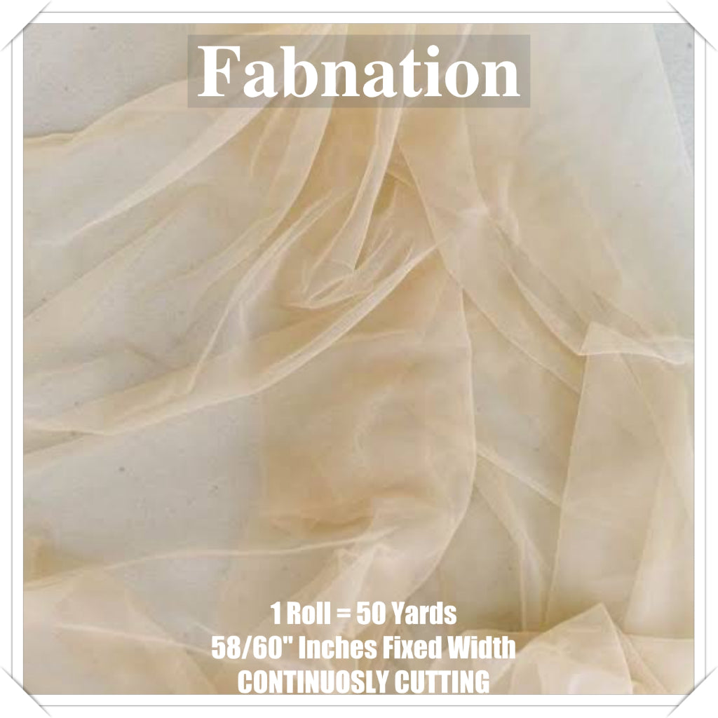 PREMIUM SOFT TULLE SILK PER ROLL = 50 YARDS /  FIXED 59/60" WIDTH / FABNATION TEXTILE
