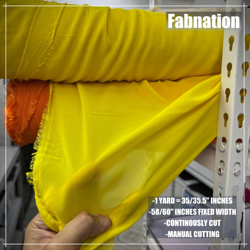 HI MULTI CHIFFON FABRIC PER YARD 35/35.5 INCHES PER YARD 58/60 INCHES FIXED WIDTH/ FABNATION