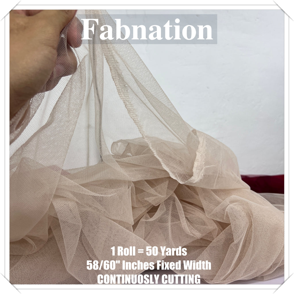 PREMIUM SOFT TULLE SILK PER ROLL = 50 YARDS /  FIXED 59/60" WIDTH / FABNATION TEXTILE