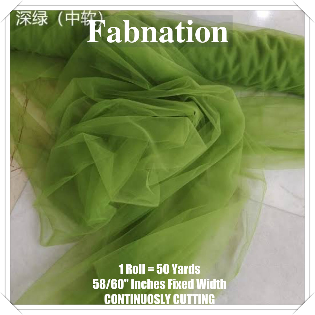 PREMIUM SOFT TULLE SILK PER ROLL = 50 YARDS /  FIXED 59/60" WIDTH / FABNATION TEXTILE