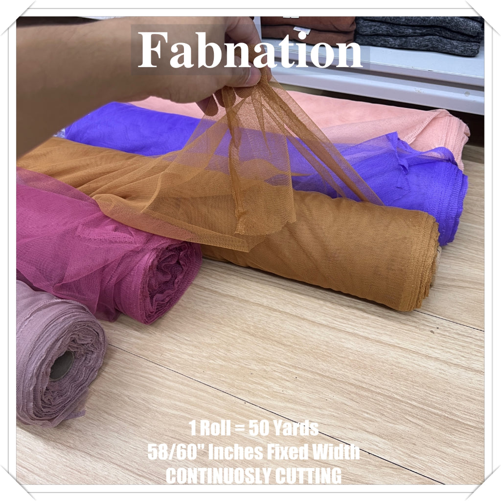 PREMIUM SOFT TULLE SILK PER ROLL = 50 YARDS /  FIXED 59/60" WIDTH / FABNATION TEXTILE