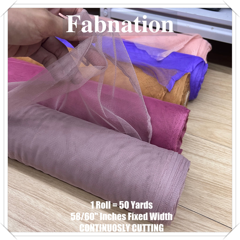 PREMIUM SOFT TULLE SILK PER ROLL = 50 YARDS /  FIXED 59/60" WIDTH / FABNATION TEXTILE