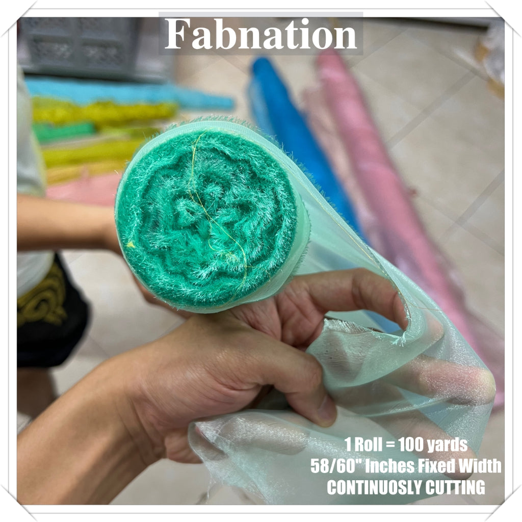 FROSTED ORGANZA PER ROLL = 100 YARDS FABRIC  58"/60" INCHES FIXED WIDTH / FABNATION