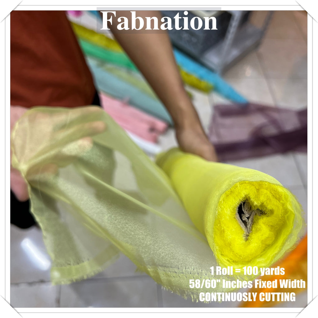 FROSTED ORGANZA PER ROLL = 100 YARDS FABRIC  58"/60" INCHES FIXED WIDTH / FABNATION