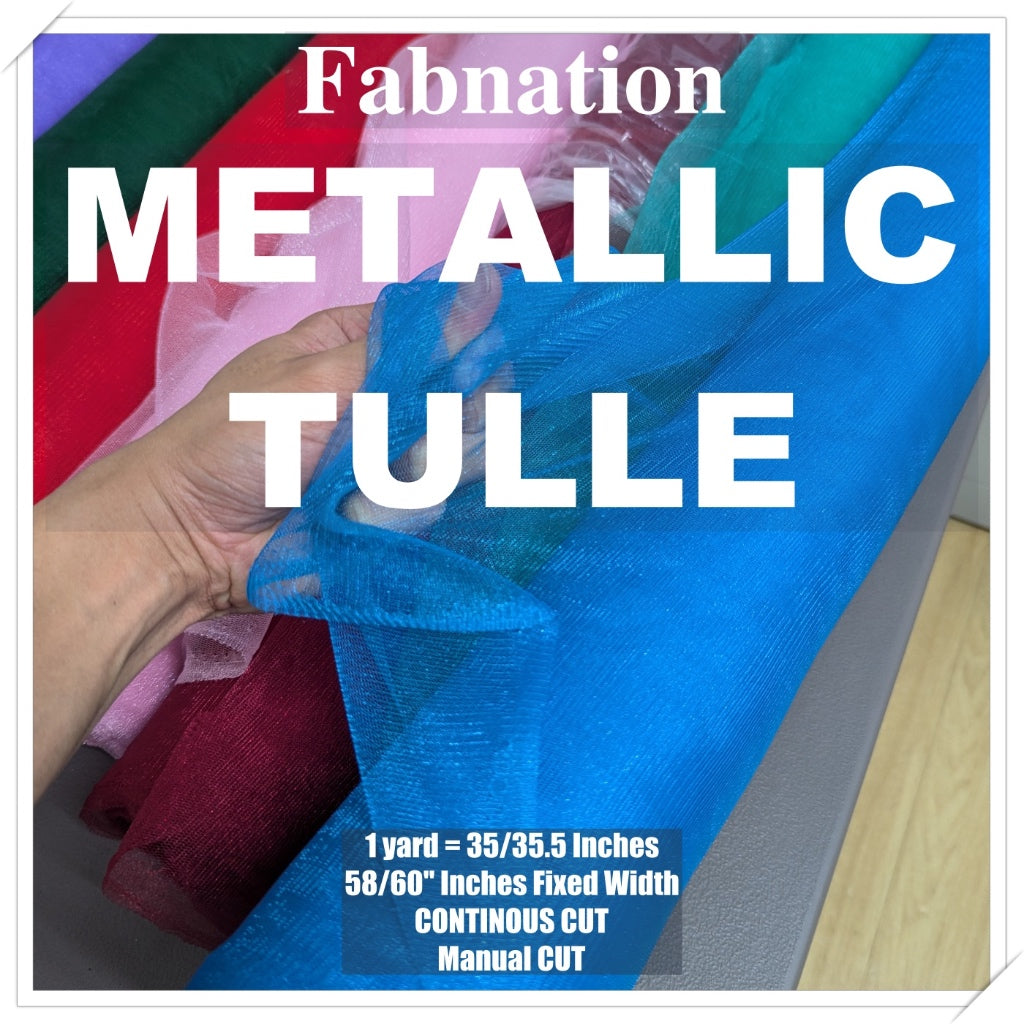 Metallic Tulle Silk Per Yard 36 inches by 60 inches FIXED width FABNATION