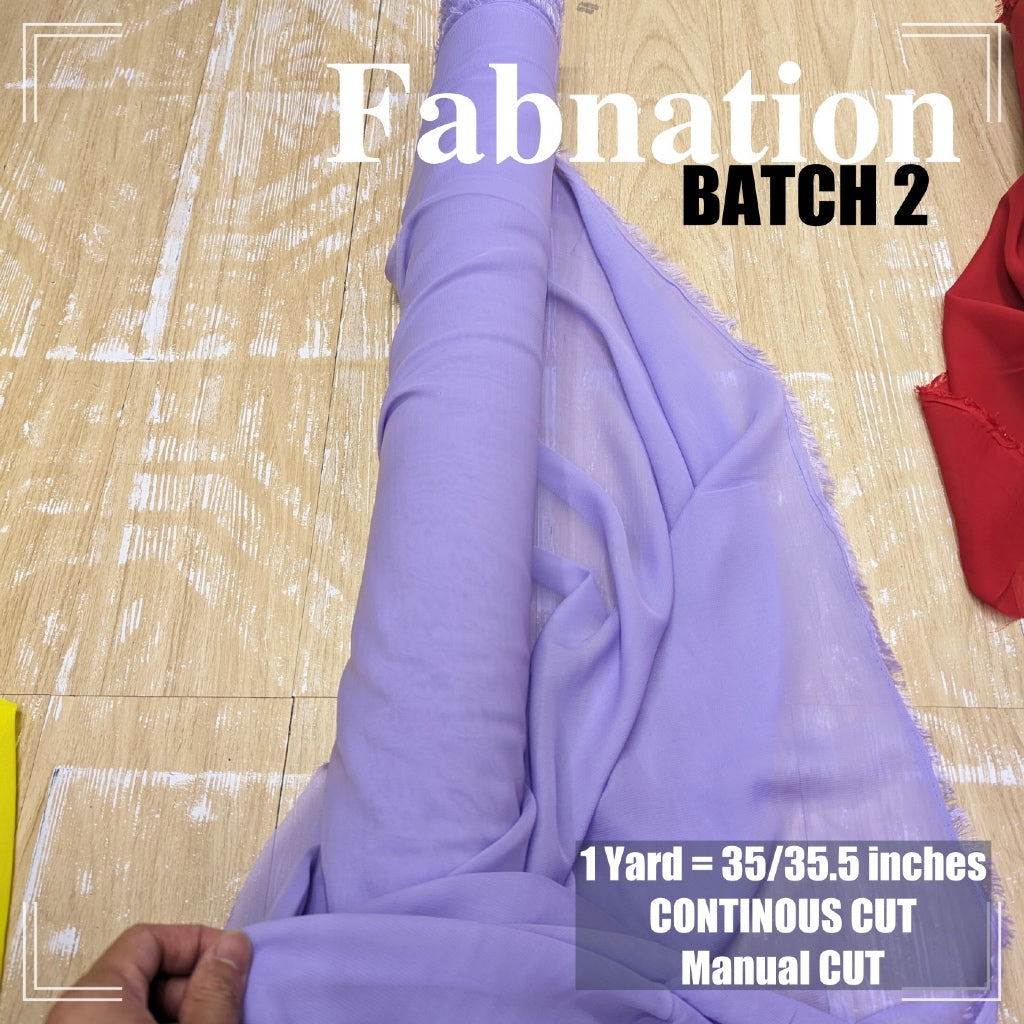 HI MULTI CHIFFON FABRIC PER YARD 35/35.5 INCHES PER YARD 58/60 INCHES FIXED WIDTH/ FABNATION