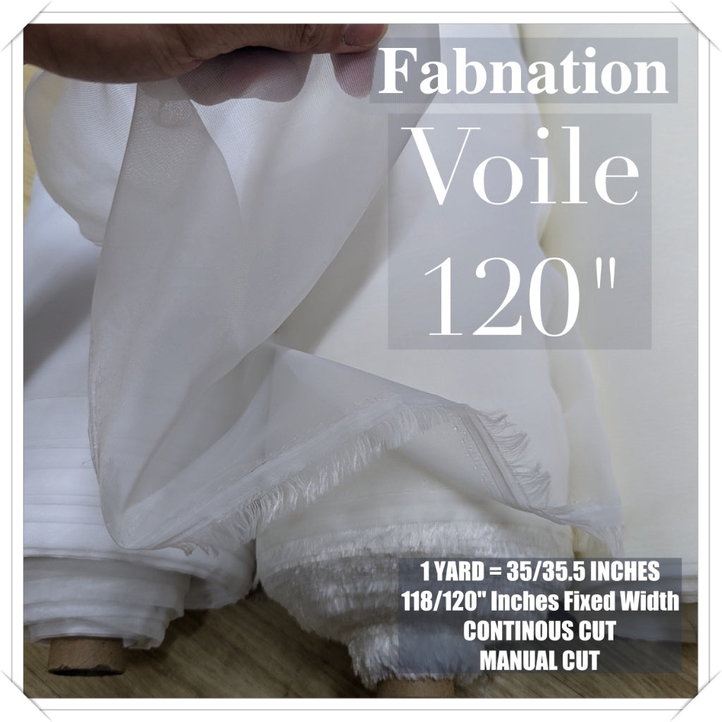Voila Sheer Curtain Fabric PER YARD 35 TO 35.5 INCHES AND  120 Inches Fixed Width / FABNATION FABRIC