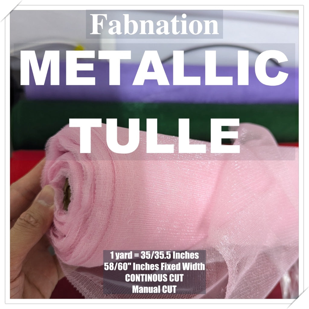 Metallic Tulle Silk Per Yard 36 inches by 60 inches FIXED width FABNATION