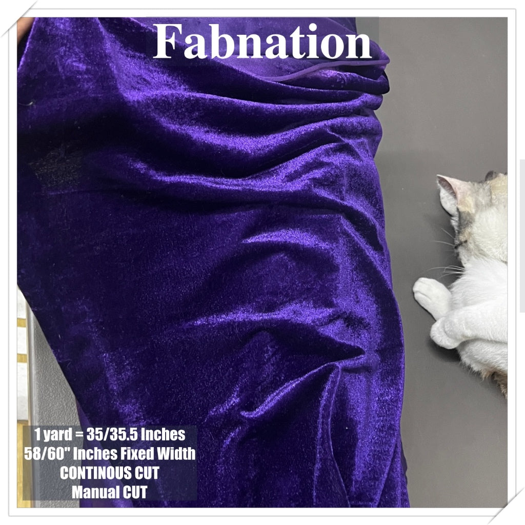 PREMIUM VELVET PER YARD  (CRUSHED STRETCHY VELVET AND VELOUR/SMOOTH ONE-WAY STRETCH VELVET)