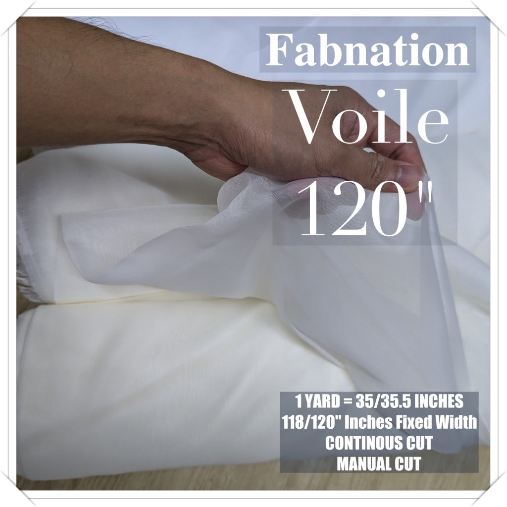 Voila Sheer Curtain Fabric PER YARD 35 TO 35.5 INCHES AND  120 Inches Fixed Width / FABNATION FABRIC