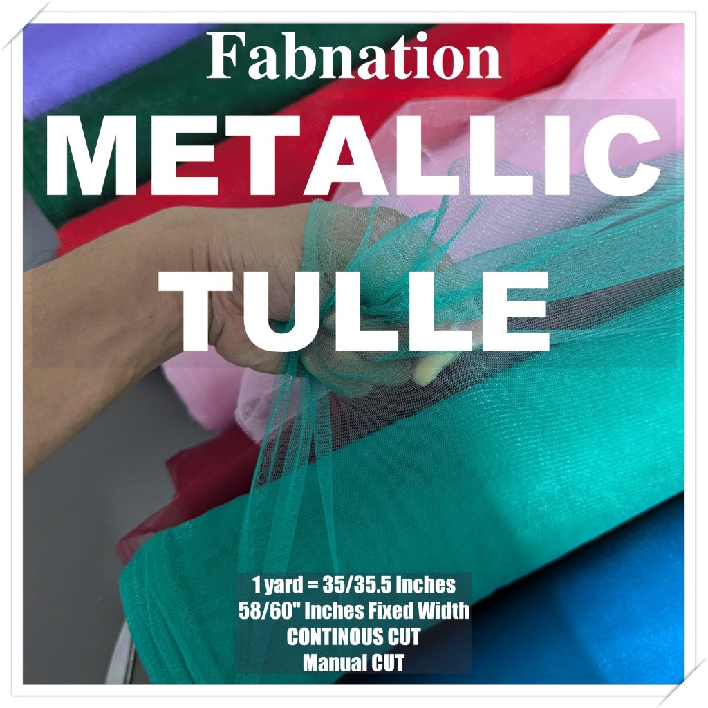 Metallic Tulle Silk Per Yard 36 inches by 60 inches FIXED width FABNATION