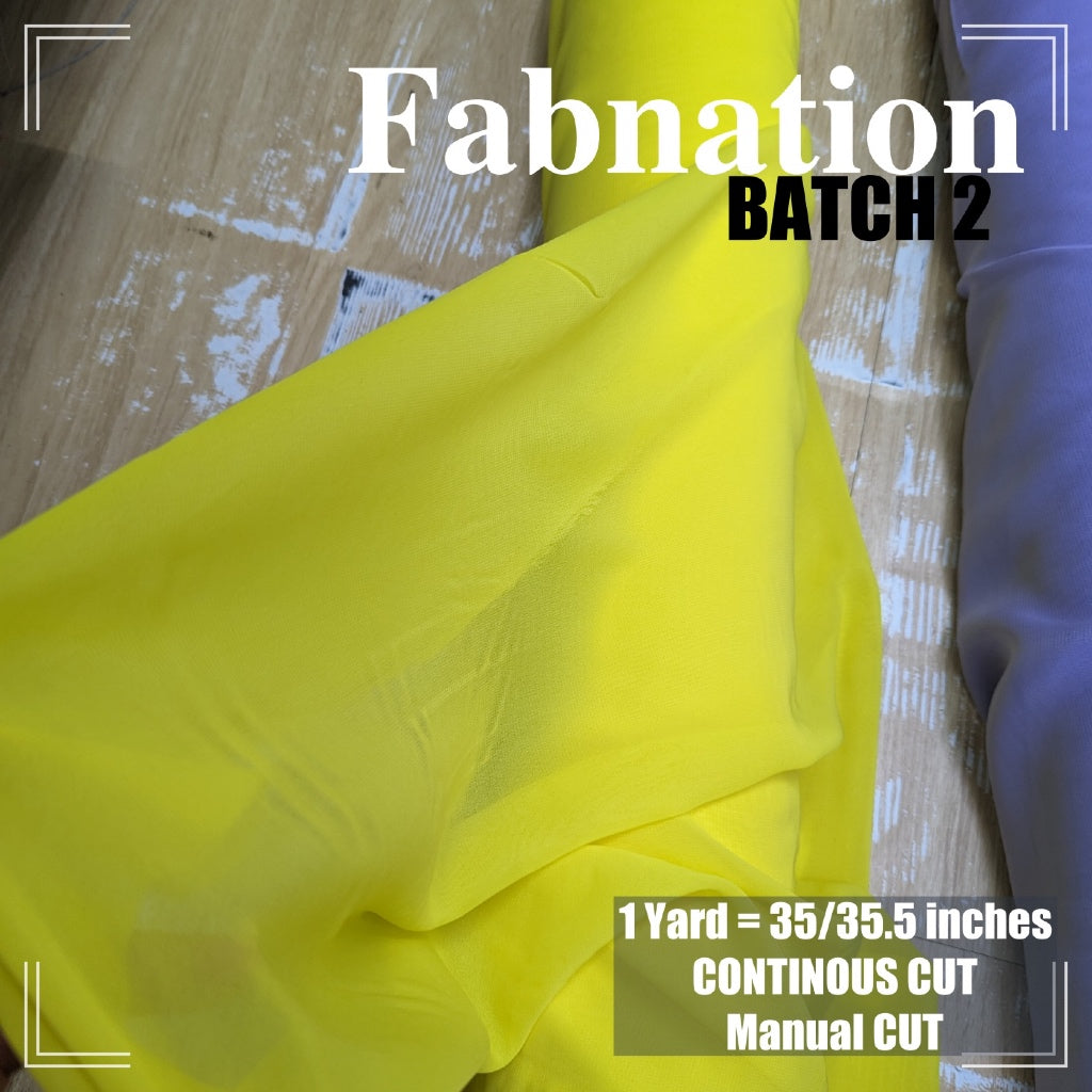 HI MULTI CHIFFON FABRIC PER YARD 35/35.5 INCHES PER YARD 58/60 INCHES FIXED WIDTH/ FABNATION