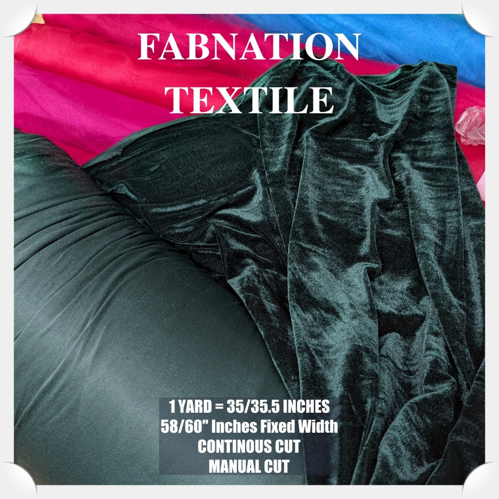 PREMIUM VELVET PER YARD  (CRUSHED STRETCHY VELVET AND VELOUR/SMOOTH ONE-WAY STRETCH VELVET)