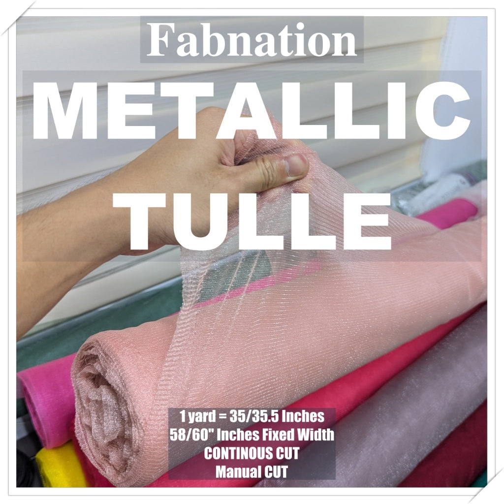 Metallic Tulle Silk Per Yard 36 inches by 60 inches FIXED width FABNATION