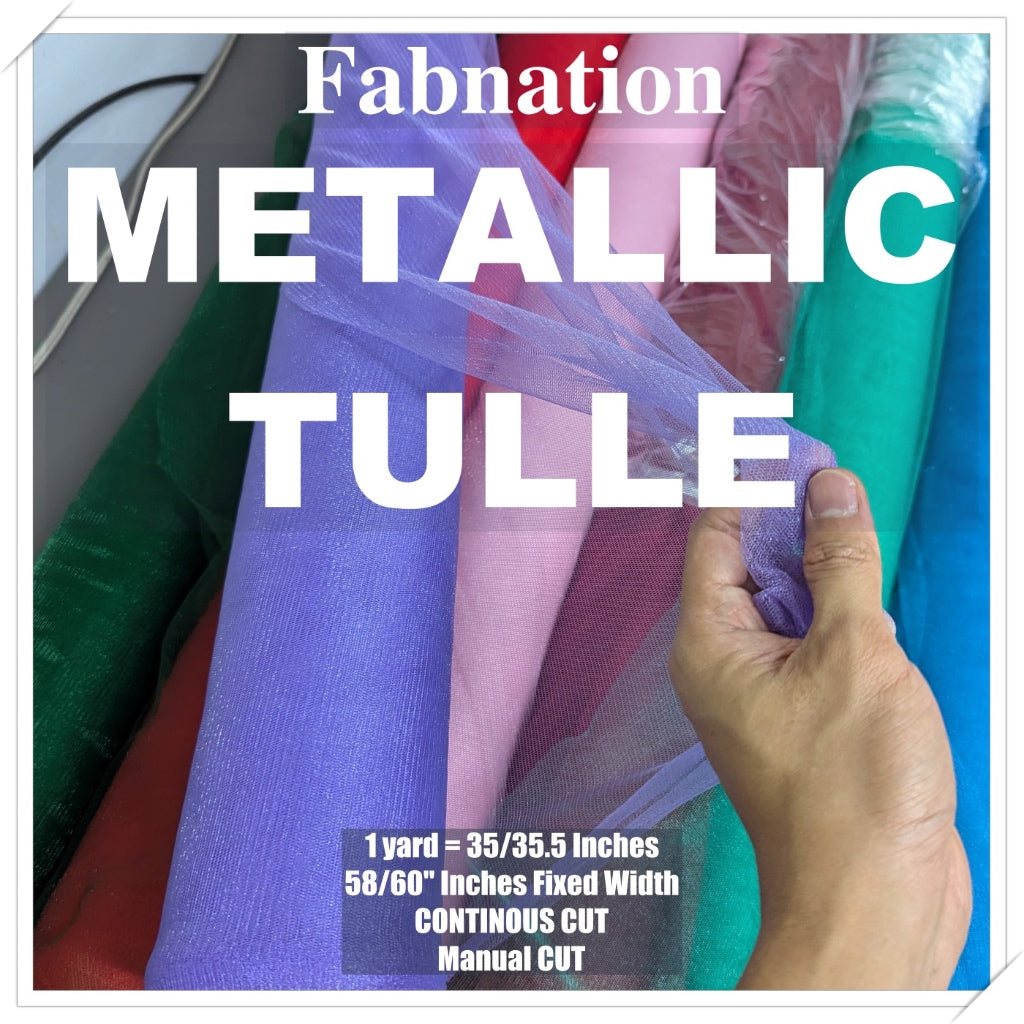 Metallic Tulle Silk Per Yard 36 inches by 60 inches FIXED width FABNATION