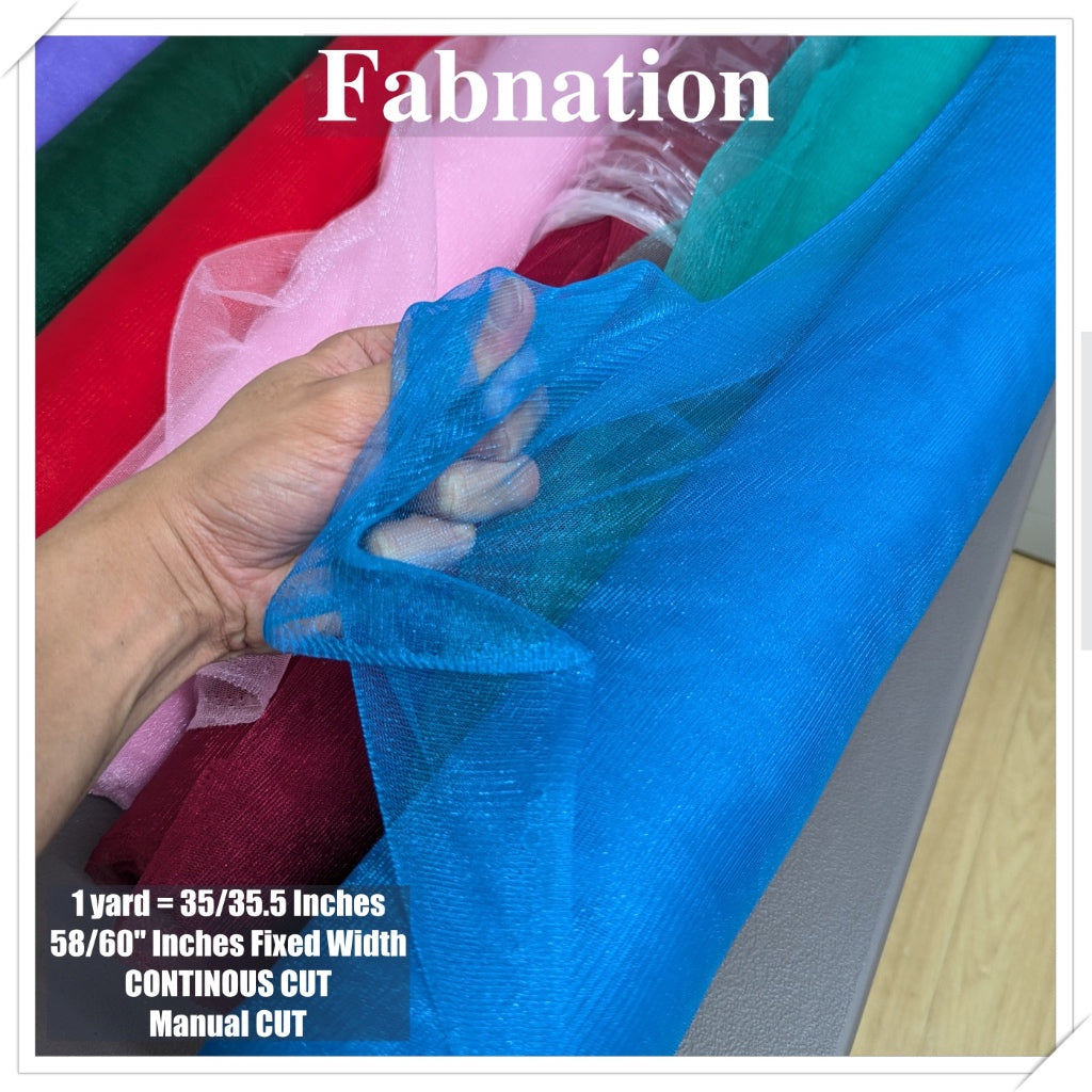 Metallic Tulle Silk Per Yard 36 inches by 60 inches FIXED width FABNATION