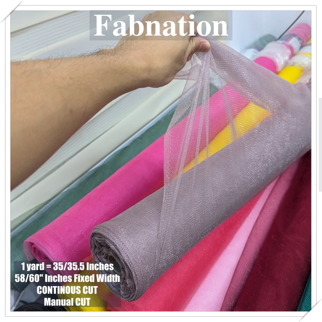 Metallic Tulle Silk Per Yard 36 inches by 60 inches FIXED width FABNATION