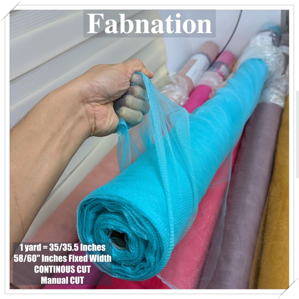 Metallic Tulle Silk Per Yard 36 inches by 60 inches FIXED width FABNATION