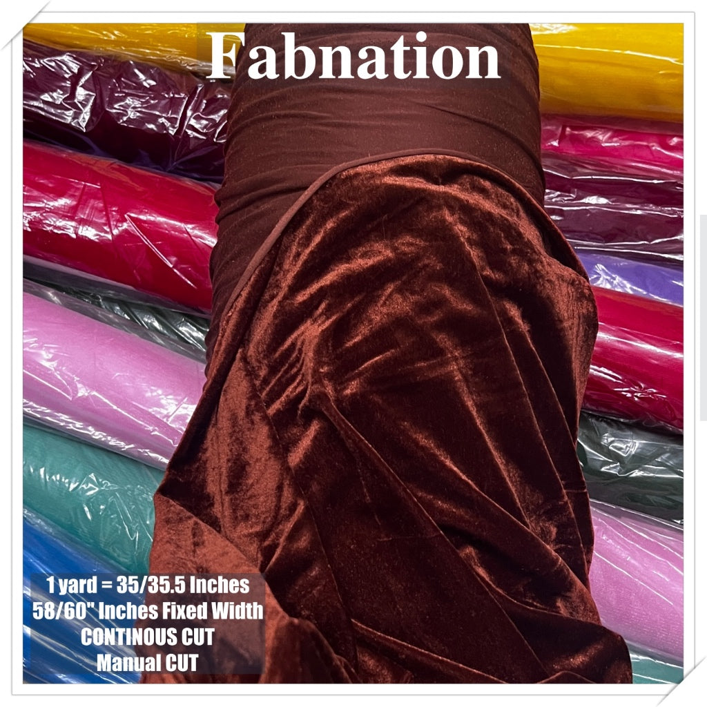 PREMIUM VELVET PER YARD  (CRUSHED STRETCHY VELVET AND VELOUR/SMOOTH ONE-WAY STRETCH VELVET)