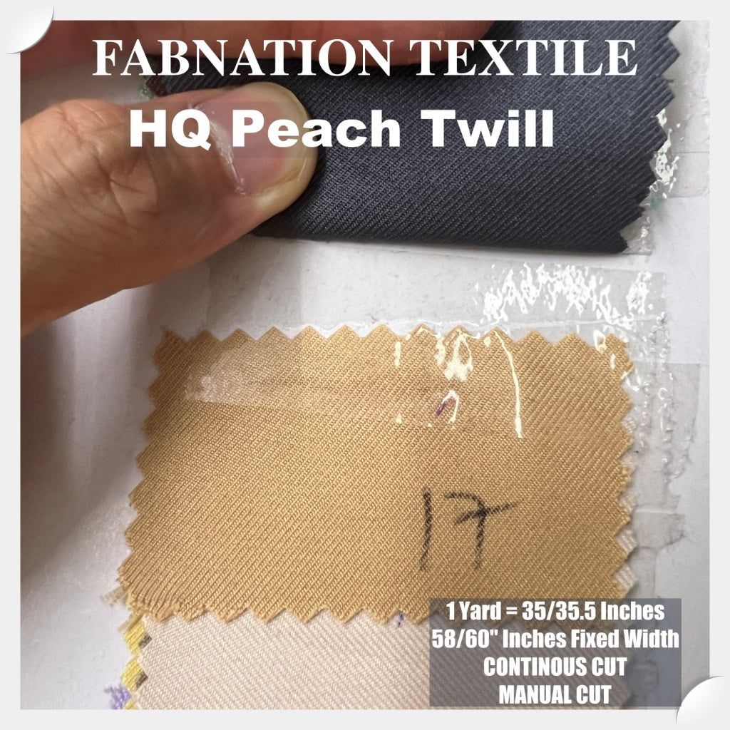 PEACH TWILL FABRIC RAW FABRIC 35/35.5 INCHES LENGTH PER YARD 58/60 INCH FIXED WIDTH