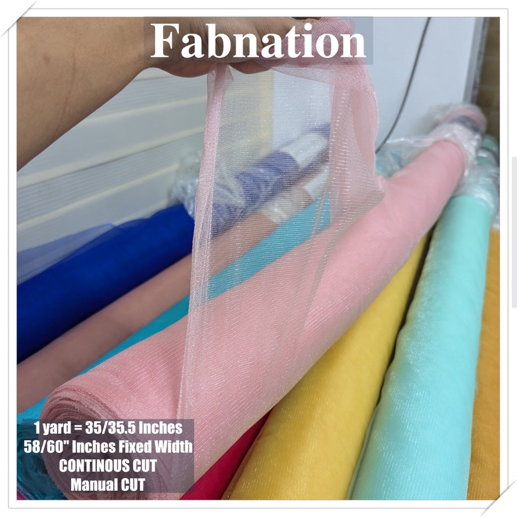 Metallic Tulle Silk Per Yard 36 inches by 60 inches FIXED width FABNATION