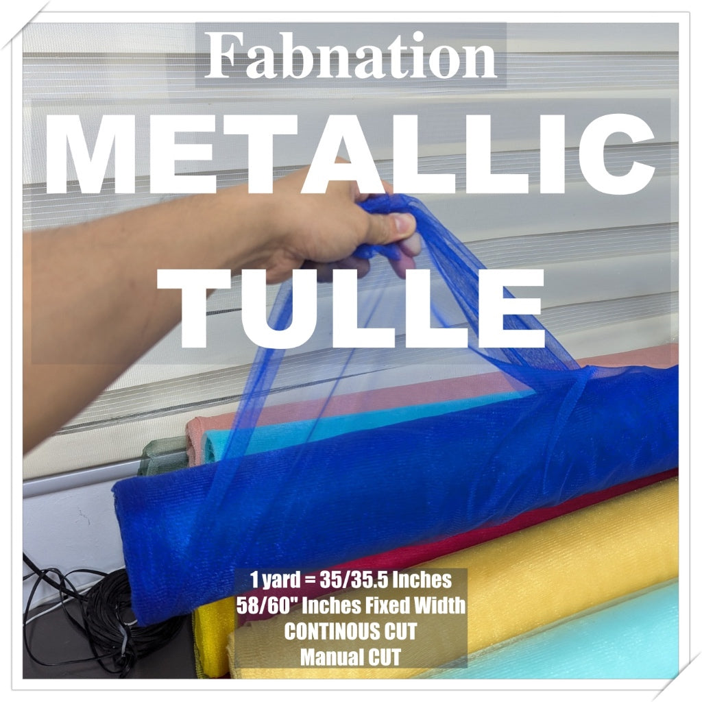 Metallic Tulle Silk Per Yard 36 inches by 60 inches FIXED width FABNATION