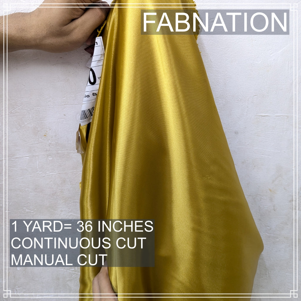 CLASSIC SATIN FABRIC PER YARD IS 36 INCHES LENGTH AND FIXED 60 INCHES WIDTH BY FABNATION
