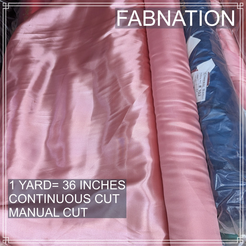 CLASSIC SATIN FABRIC PER YARD IS 36 INCHES LENGTH AND FIXED 60 INCHES WIDTH BY FABNATION