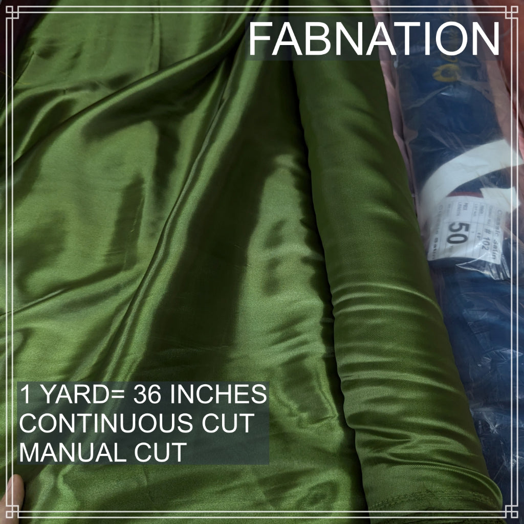 CLASSIC SATIN FABRIC PER YARD IS 36 INCHES LENGTH AND FIXED 60 INCHES WIDTH BY FABNATION