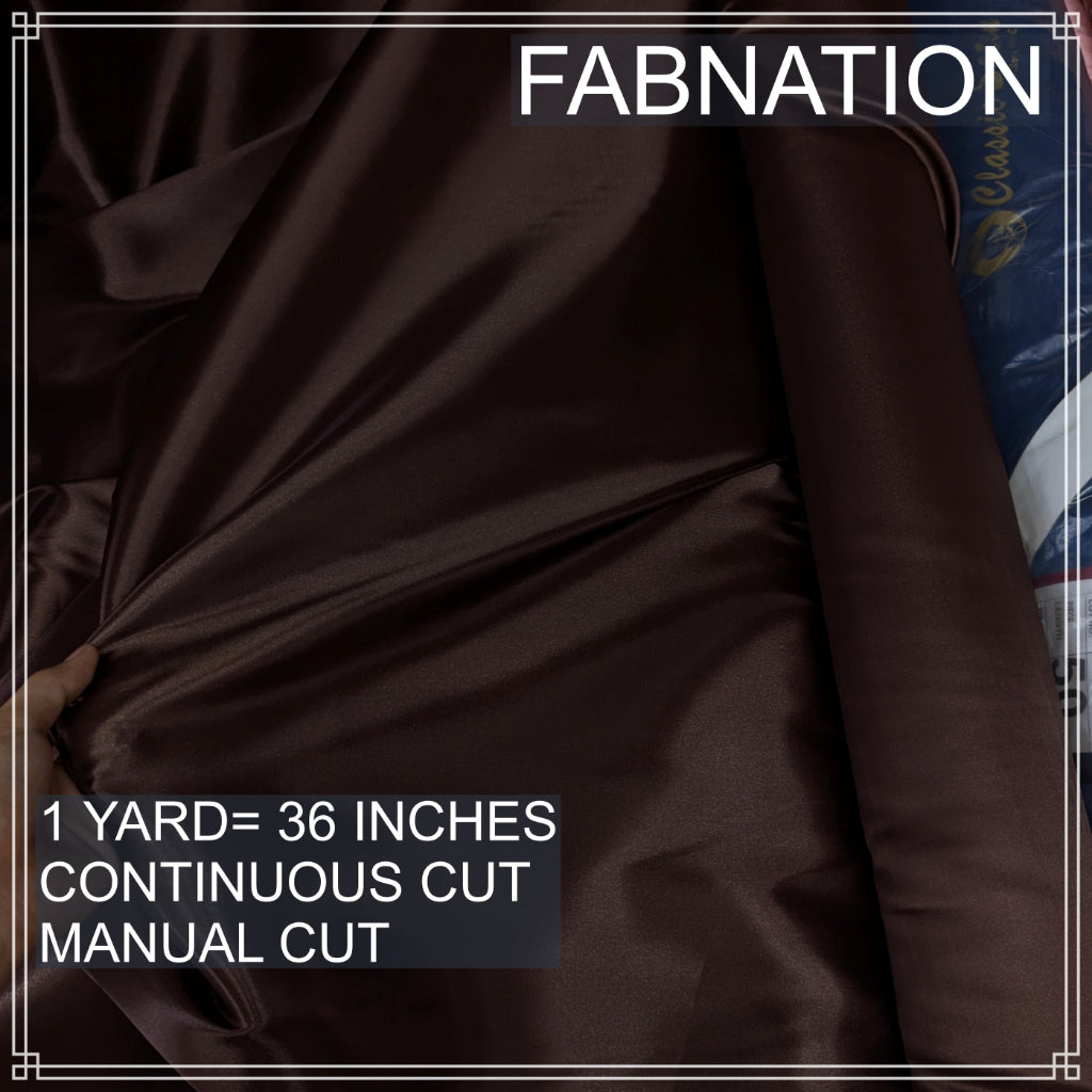 CLASSIC SATIN FABRIC PER YARD IS 36 INCHES LENGTH AND FIXED 60 INCHES WIDTH BY FABNATION