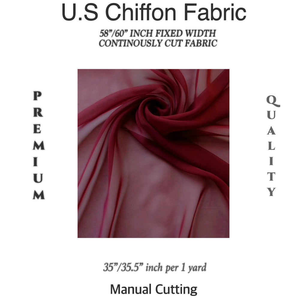 PREMIUM U.S CHIFFON FABRIC Per Yard [35/36" length 58"/60" inches FIXED WIDTH]
