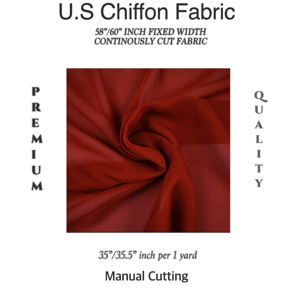 PREMIUM U.S CHIFFON FABRIC Per Yard [35/36" length 58"/60" inches FIXED WIDTH]