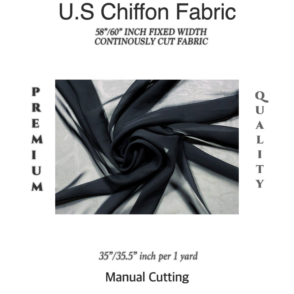 PREMIUM U.S CHIFFON FABRIC Per Yard [35/36" length 58"/60" inches FIXED WIDTH]
