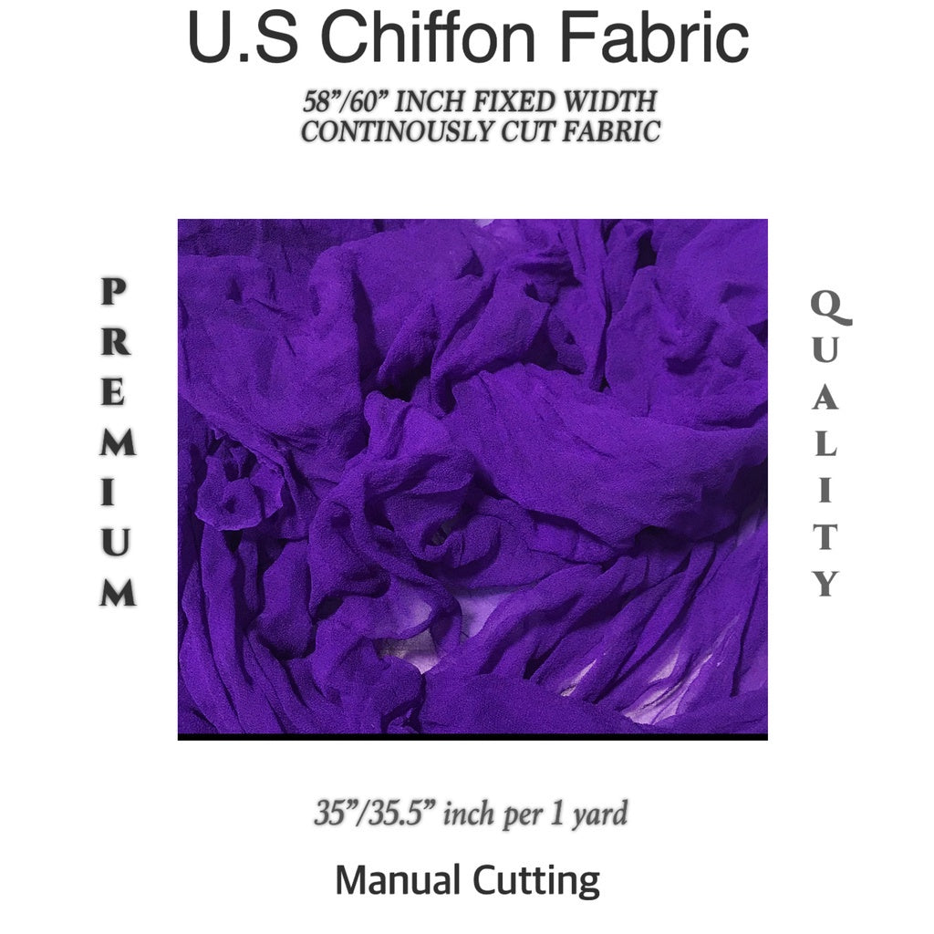 PREMIUM U.S CHIFFON FABRIC Per Yard [35/36" length 58"/60" inches FIXED WIDTH]