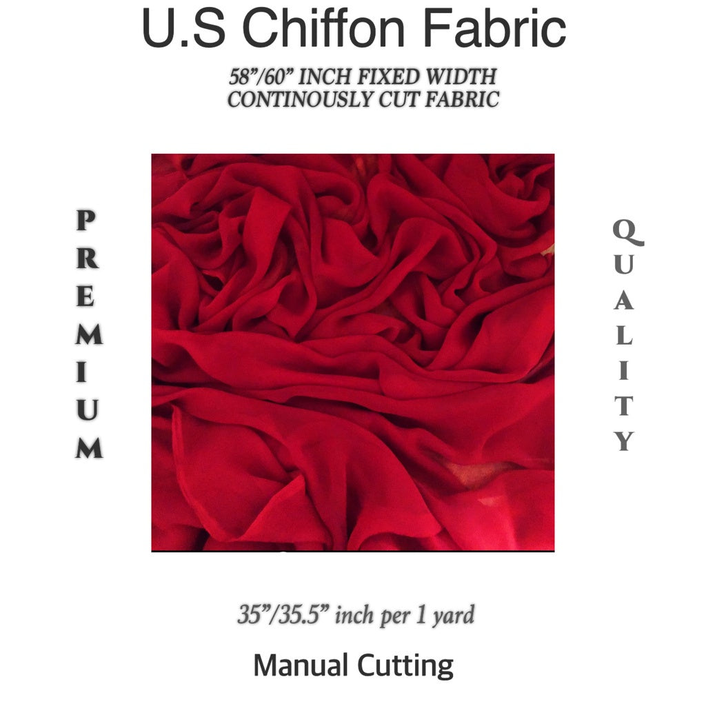 PREMIUM U.S CHIFFON FABRIC Per Yard [35/36" length 58"/60" inches FIXED WIDTH]
