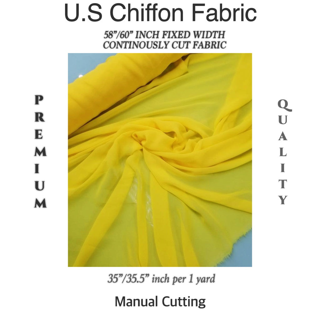 PREMIUM U.S CHIFFON FABRIC Per Yard [35/36" length 58"/60" inches FIXED WIDTH]