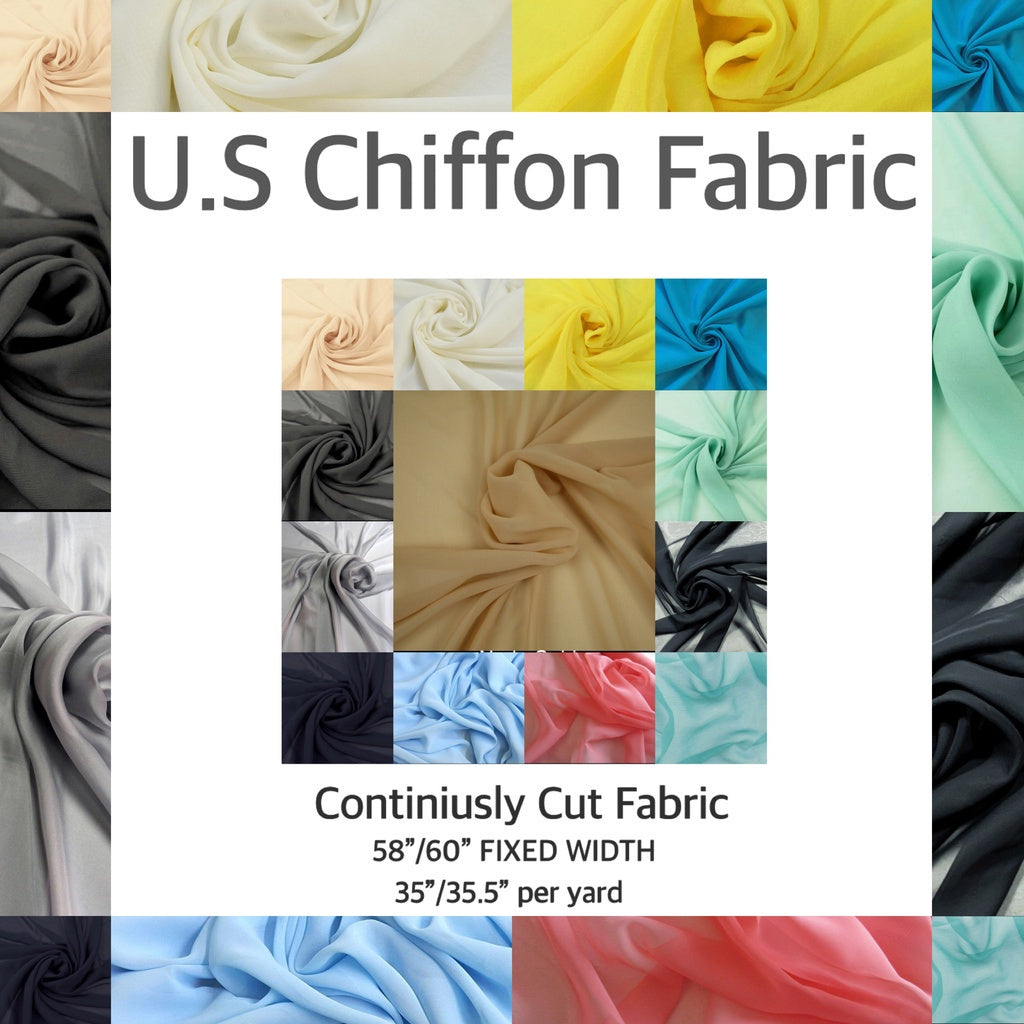 PREMIUM U.S CHIFFON FABRIC Per Yard [35/36" length 58"/60" inches FIXED WIDTH]
