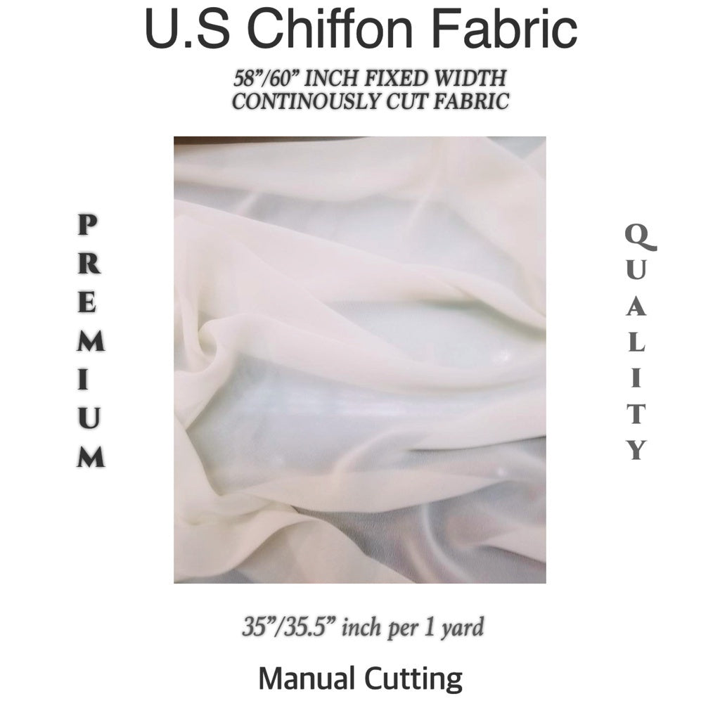 PREMIUM U.S CHIFFON FABRIC Per Yard [35/36" length 58"/60" inches FIXED WIDTH]