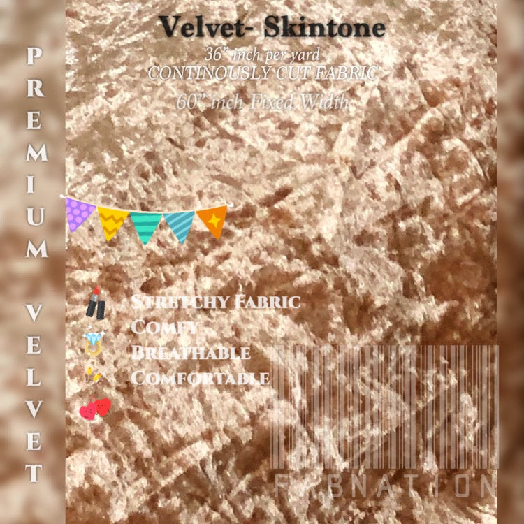 PREMIUM VELVET PER YARD  (CRUSHED STRETCHY VELVET AND VELOUR/SMOOTH ONE-WAY STRETCH VELVET)